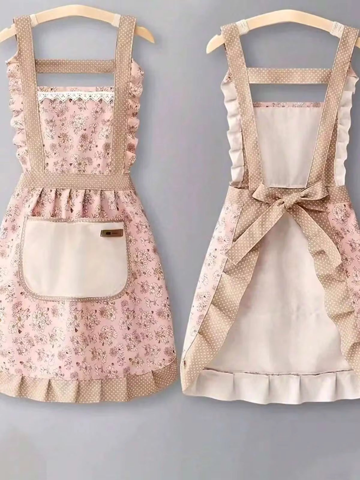 Ditsy Floral Shoulder Strap Apron Oil-Resistant And Stain-Resistant Princess Dress