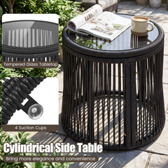 Tangkula 3 Pieces Patio Rattan Bistro Conversation Set