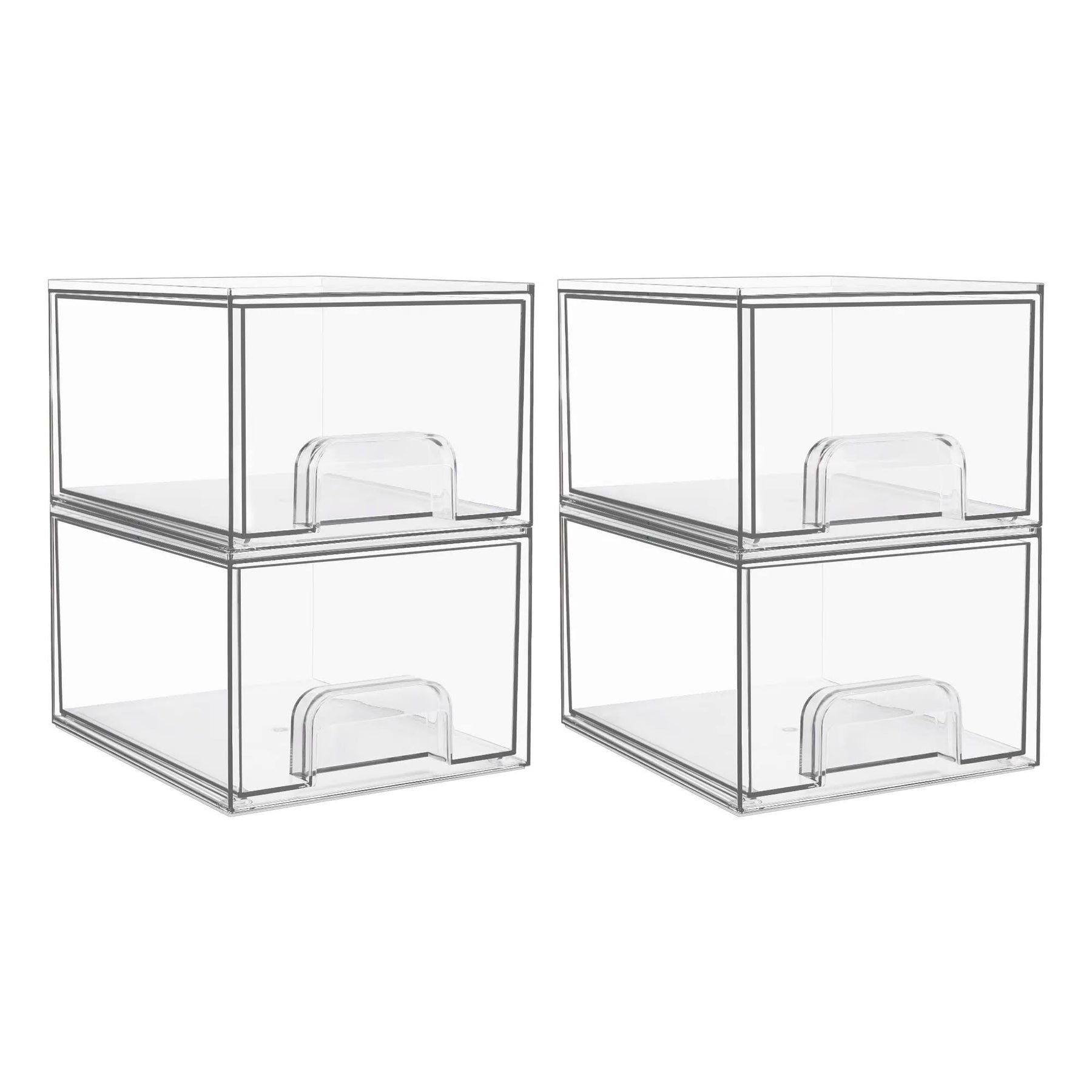 Stackable Makeup Storage Drawers, Vtopmart 4 Pack Acrylic Bathroom Organizers, Clear Plastic Storage Bins, Size: 4.4x6x7.5 inchs