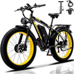 KETELES Electric Bike for Adults, Peak 4000W Dual Motor Ebike，26" Fat Tire Electric Mountain Bike, 48V 23AH Removable Battery UL 2849