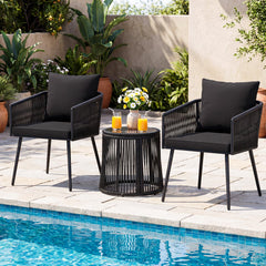 Tangkula 3 Pieces Patio Rattan Bistro Conversation Set