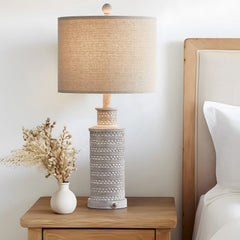 Oneach 3 Way Dimmable Table Lamp Set of 2 with USB Ports for Bedroom Living Room 24.5" Vintage Rustic Farmhouse Touch Control Nightstand Bedside Lamps Resin (Bulbs)